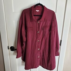 Maurices Button Up Shirt Jacket Skacket Deep Wine Bu